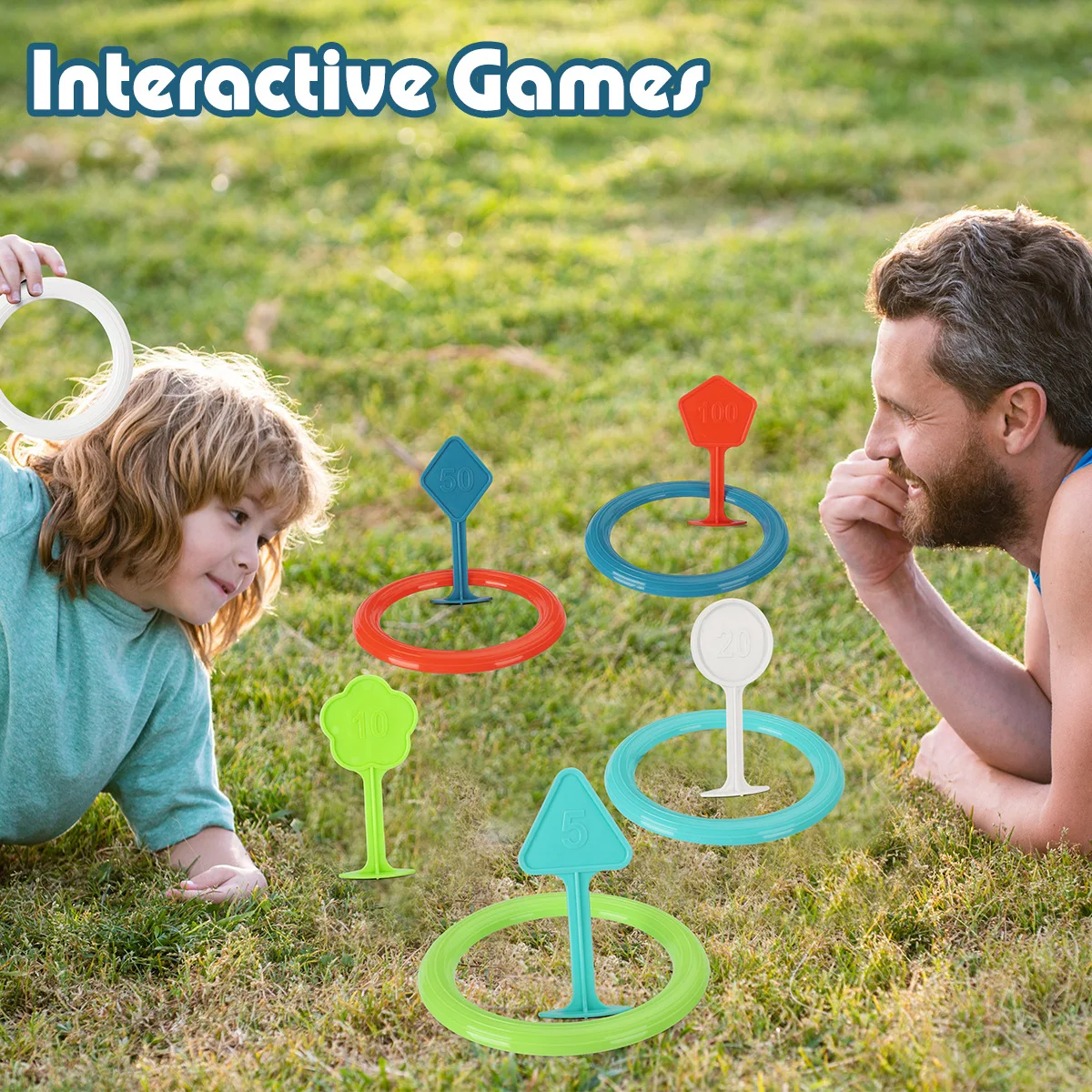 10pcs Plastic Rings+Distance Marking Set Kids Ring Toss Booth Carnival Sports Toys Throwing Speed Training Games Random Color