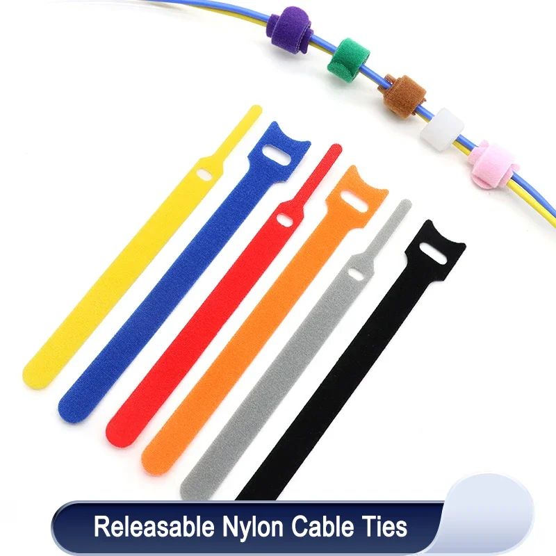 

Releasable Cable Tie 150 200 250 300mm Plastics Fastening Reusable Ties Straps Nylon Wrap Zip Bundle Bandage Cable Organiser