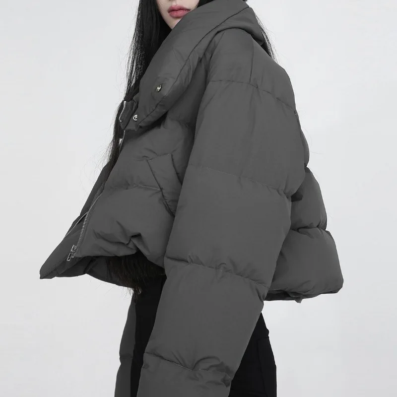 Autumn Winter Casual Hara Juku Style Zipper Parkas Sheath Jacket for Women Slim Outerwear Fashion Warm Thick Solid Color Coat