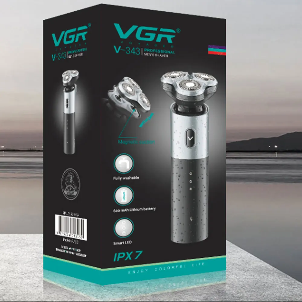

VGR Электробритва для влажной и сухой уборки для мужчин, перезаряжаемая электрическая бритва для бороды, машинка для бритья лица, моющаяся