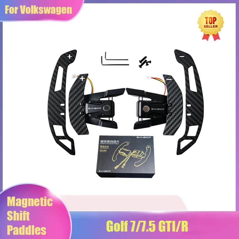 For Volkswagen Golf 7/7.5 GTI/R Carbon Fiber Steering Wheel Magnetic Shift Paddle