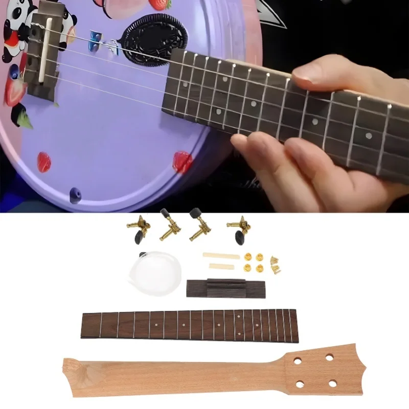 

Ukulele Neck Kit Ukulele Neck Rosewood Fingerboard String Knob And Bridge Set For Handcraft