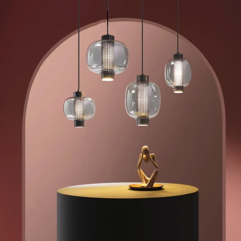 

SANDYHA Modern Glass Pendant Light for Restaurant Kitchen Island Bedroom Living Room Chandelier Stylish Hanging Lamp