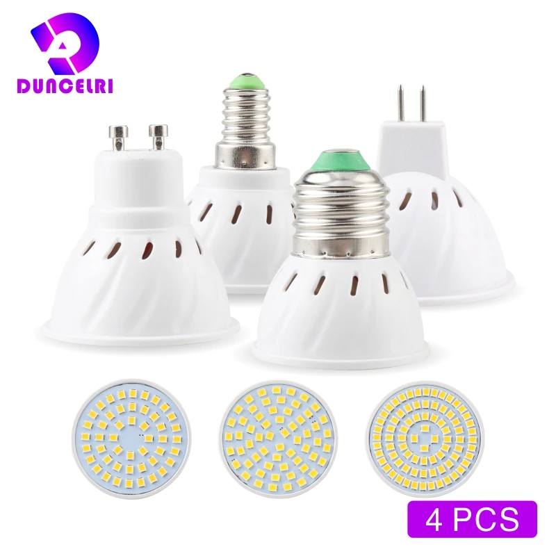 4pcs/lot E27 E14 MR16 GU10 LED Bulb 220V Bombillas LED Lamp Spotlight 48 60 80LED 2835SMD Lampara Spot Light Chandelier Lighting