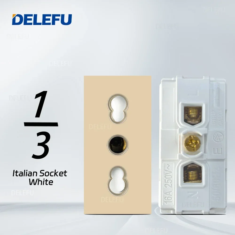 DELEFU Italian, EU, Multi-functional Free Combination USB Type C Wall Socket DIY Gold