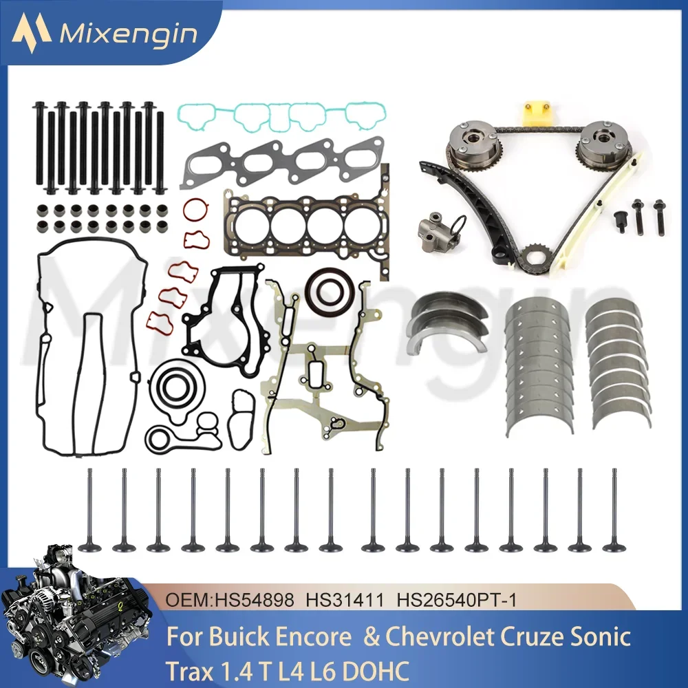 Engine bearing valve Head Gasket Bolts Set For Buick Encore Chevrolet Cruze Sonic Trax 1.4 L T L4 DOHC HS54898 Timing Chain Kit