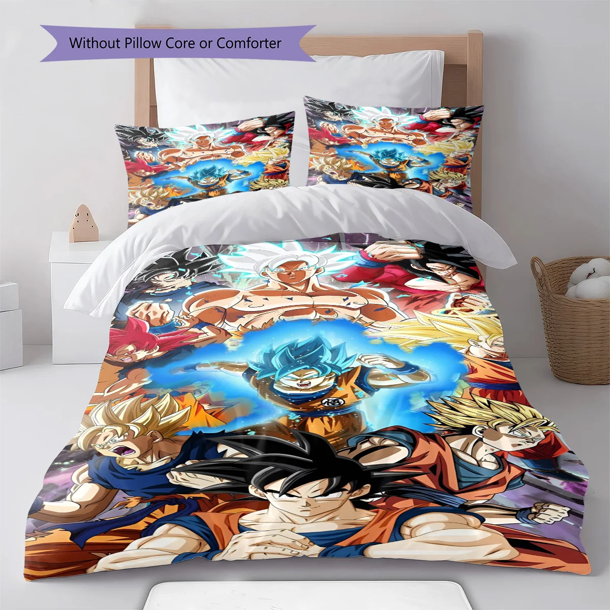 Dragon Ball Dynamic Action Pose Bedding Set Anime Duvet Cover Polyester Soft Bed Linen Bedroom Set -QJY
