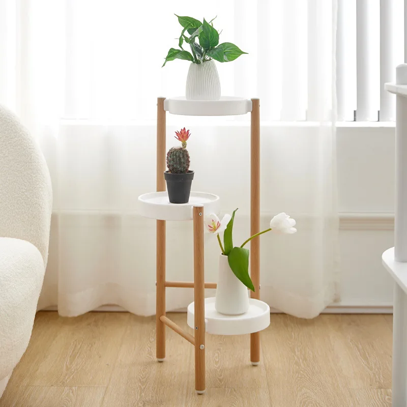 Indoor Iron Plant Stand Tiered Floor Standing Faux Wood Finish Balcony Shelf Wholesale Plant Stand Outdoor Plant Stands Indoor