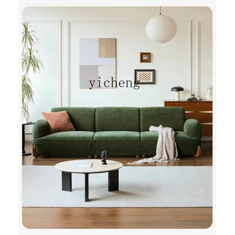 Fabric Sofa Chenier Living Room Size Apartment Medium Ancient Green Three-person Straight Row Sofax31