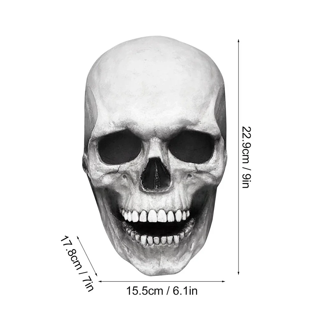 Creepy Halloween Full Head Skull Mask with Movable Jaw Adult Entire Head Realistic Latex Helmet Scary Skeleton