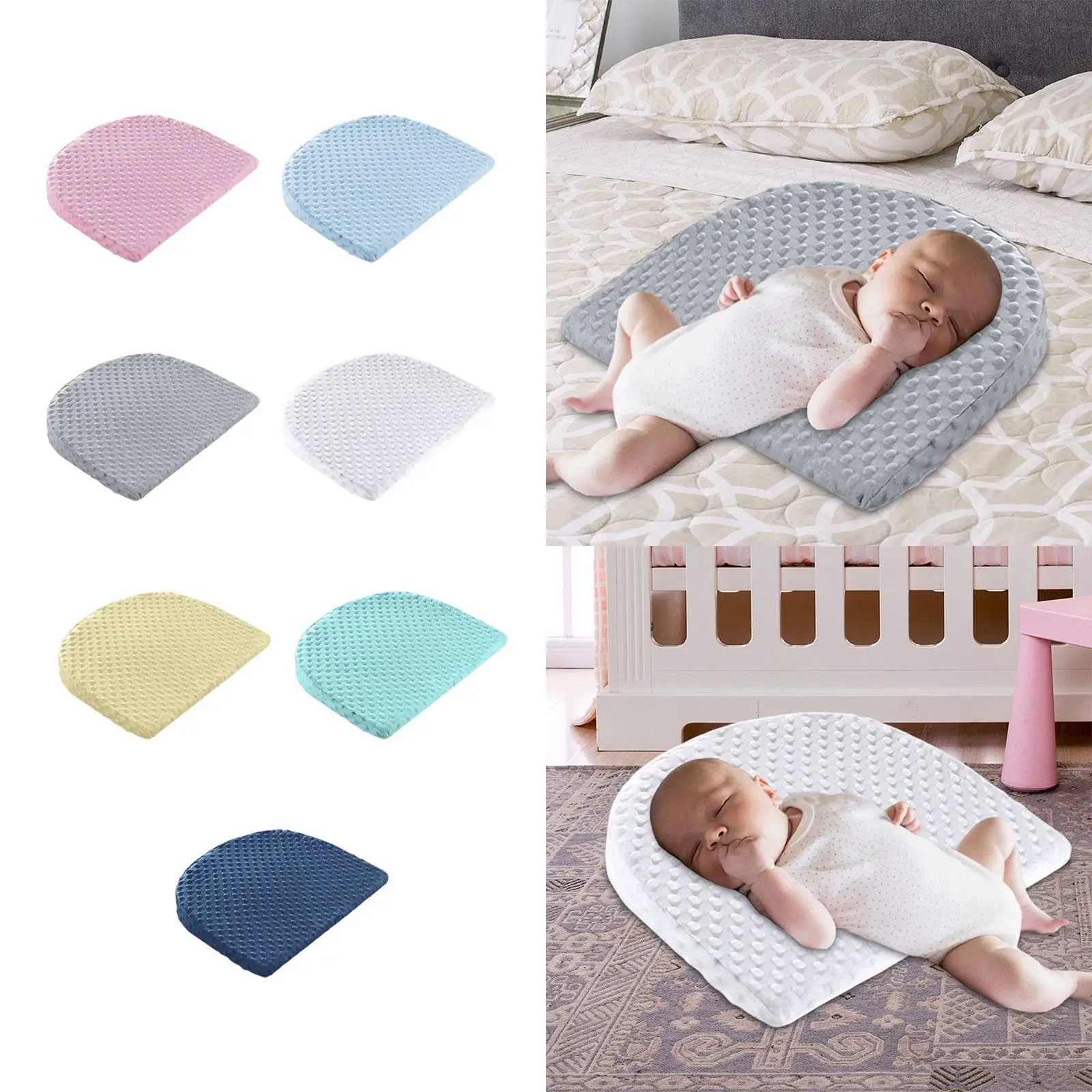 Infant Sleep Wedge Pillow 15 Angle Anti Roll Baby Nursing Cushion for Side Sleeping Newborn Head Support Removable Cover