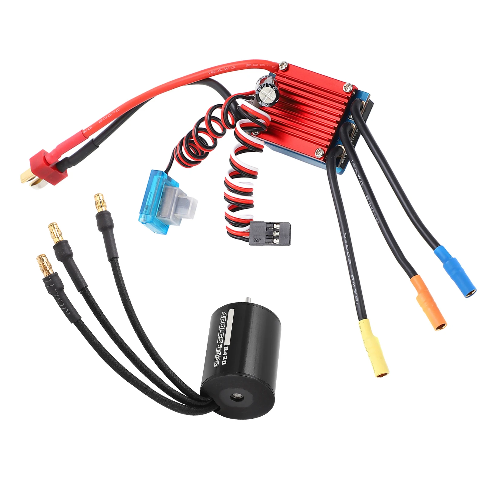 RC 2430 7200KV Waterproof 4 Poles Brushless Motor with 25A ESC Combo Set for 1/16 1/18 Remote Controller Car