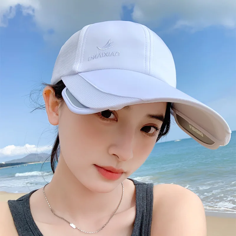 Korean Hat Women's High Quality Embroidery Letters Telescopic Plate Sun-Proof Peaked Summer Outdoor Sports Baseball Cap Tide