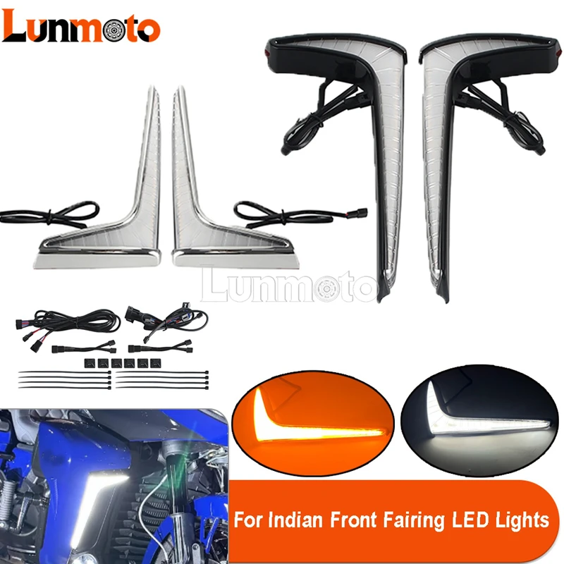 

LED Leg Running & Turn Signal Lamps Front Fairing Lights For Indian Pursuit Challenger 2020-2026 Limited Dark Horse 2022+Premium