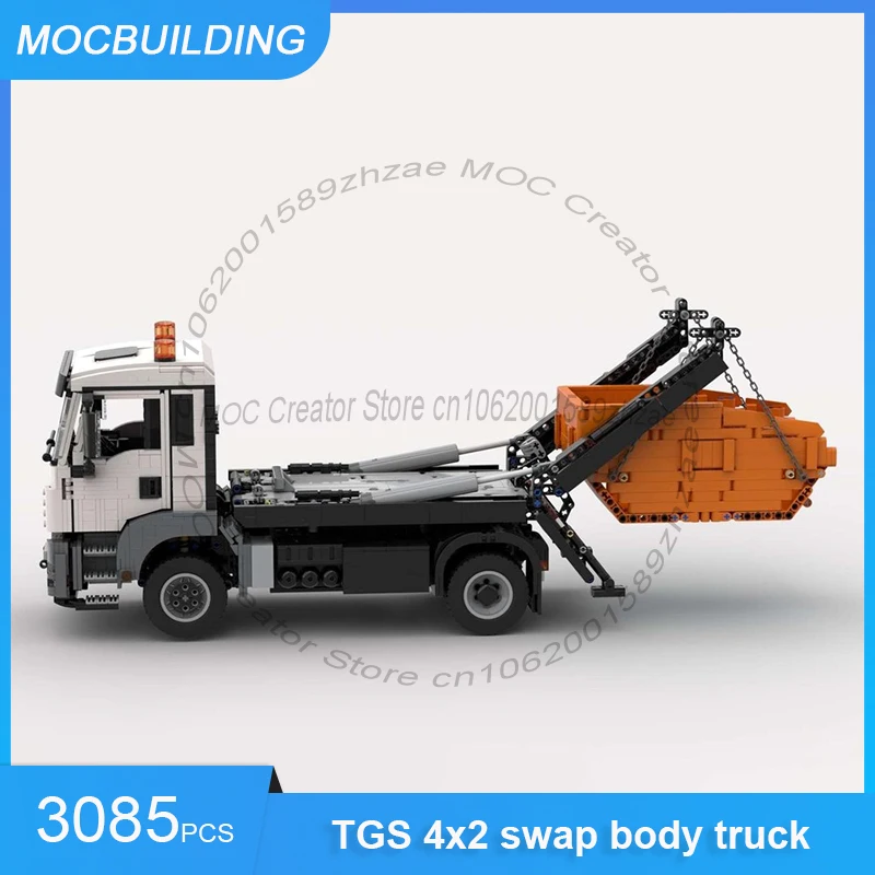 

TGS 4x2 Swap Body Truck White-Orange Model MOC Building Blocks Transportation Trailer DIY Assemble Bricks Toys Gifts 3085PCS