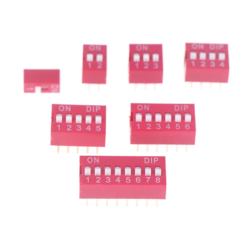 10pcs Slide Type Switch Module 1 2 3 4 5 6 8PIN 2.54mm DIP Red Pitch Toggle Switch Red Snap Switch Dial Switch IGMOPNRQ
