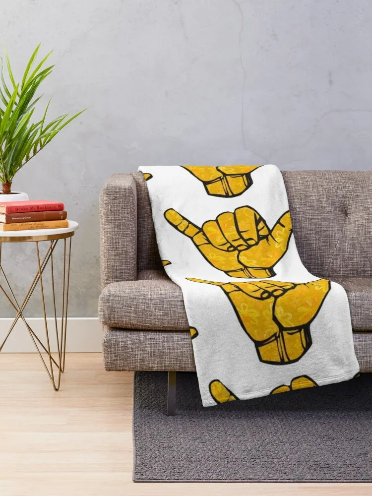 Yellow Shaka Throw Blanket Thermal Personalized Gift Blankets