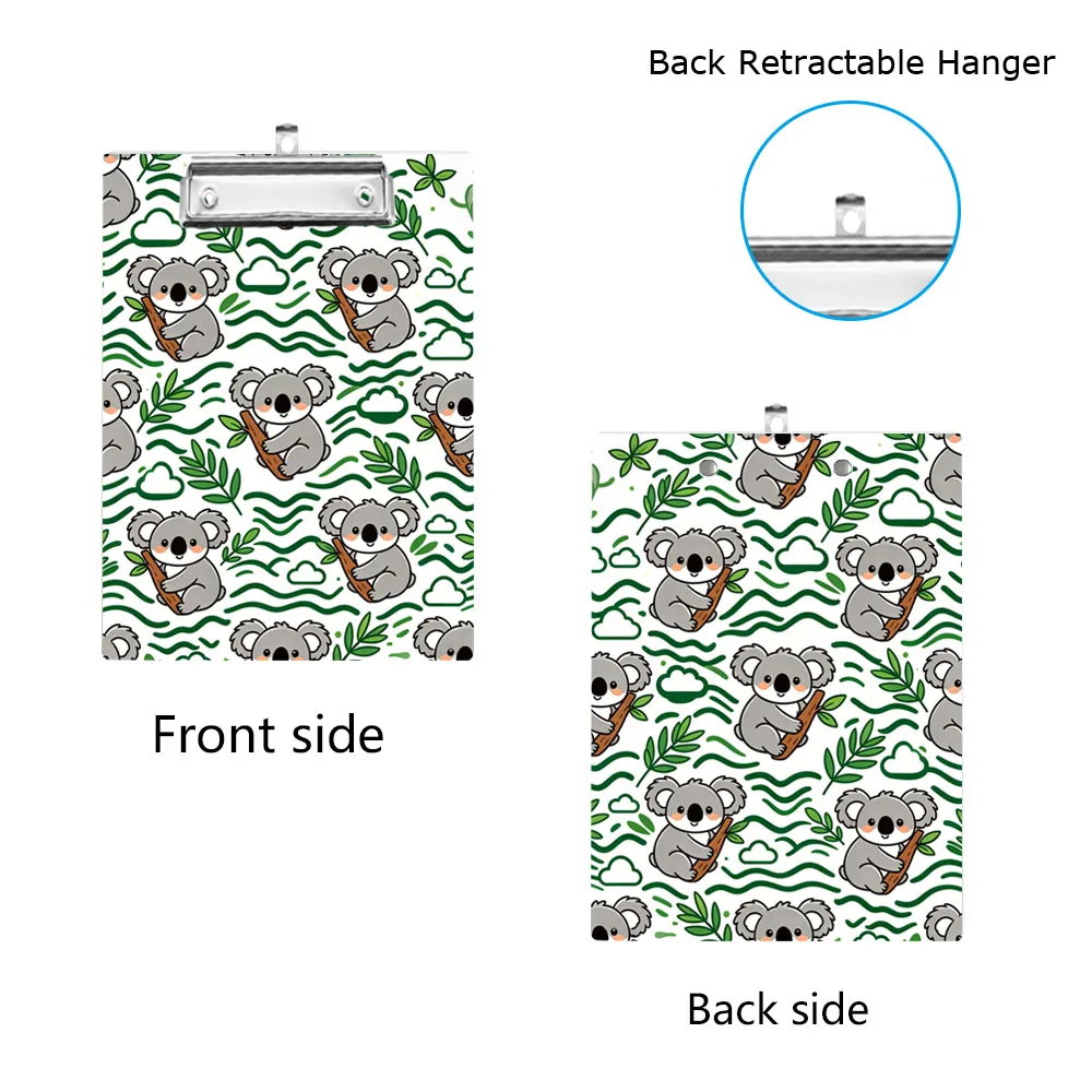 

1pc A4 Koala themed writing board clip double-sided printing suitable for note sheet files and drawing sizes