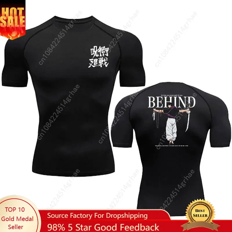 

Anime Compression Shirt Men Print Breathable Football Fitness Tight Sportswear Althletic Quick Dry Rash Guard Gym Riding Tops