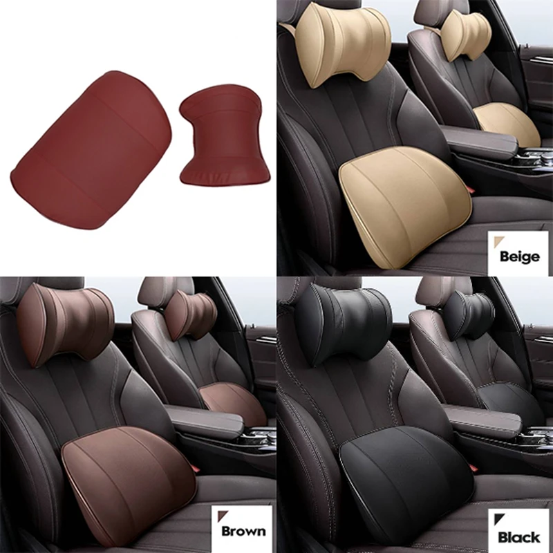 2Packs Car Pillow & Back Support Cushion With Adjustable Strap Neck Pillow Back Cushion Memory Cotton