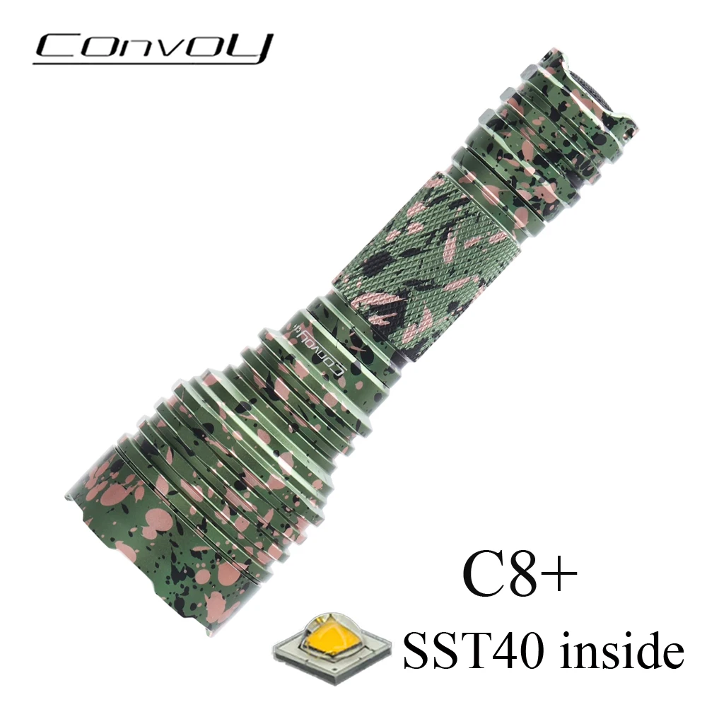 Flashlight Convoy C8+ SST40 Led Linterna 18650 Flash Light Camouflage Green Black Blue 2000lm Camping Tactical Torch