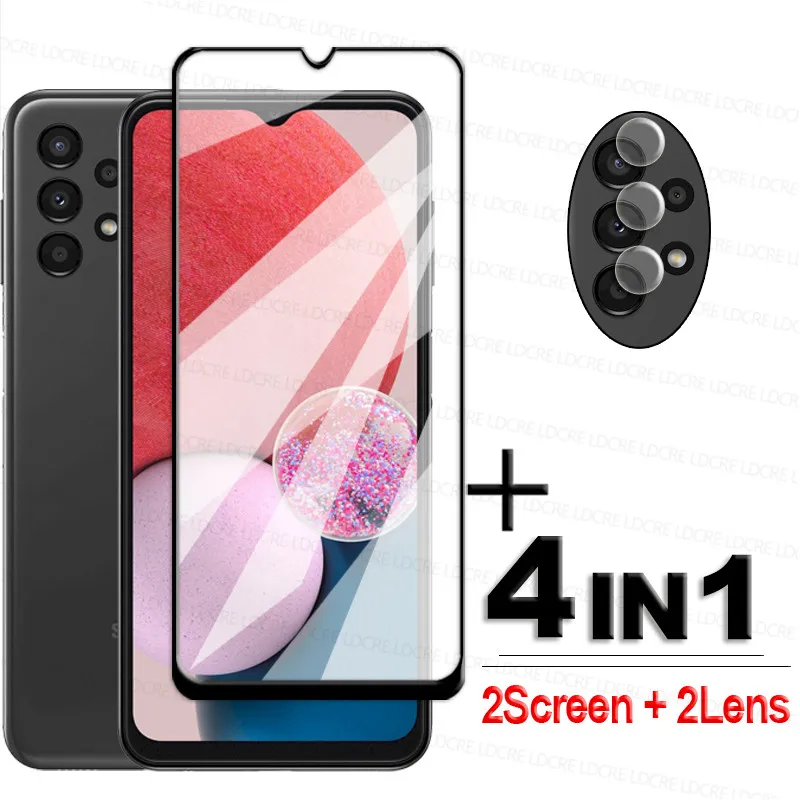 4-in-1 Tempered Glass For Samsung Galaxy A13 4G Glass 2.5D HD Screen Protector Samsung A13 Lens Film For Samsung A13 4G 6.6 inch