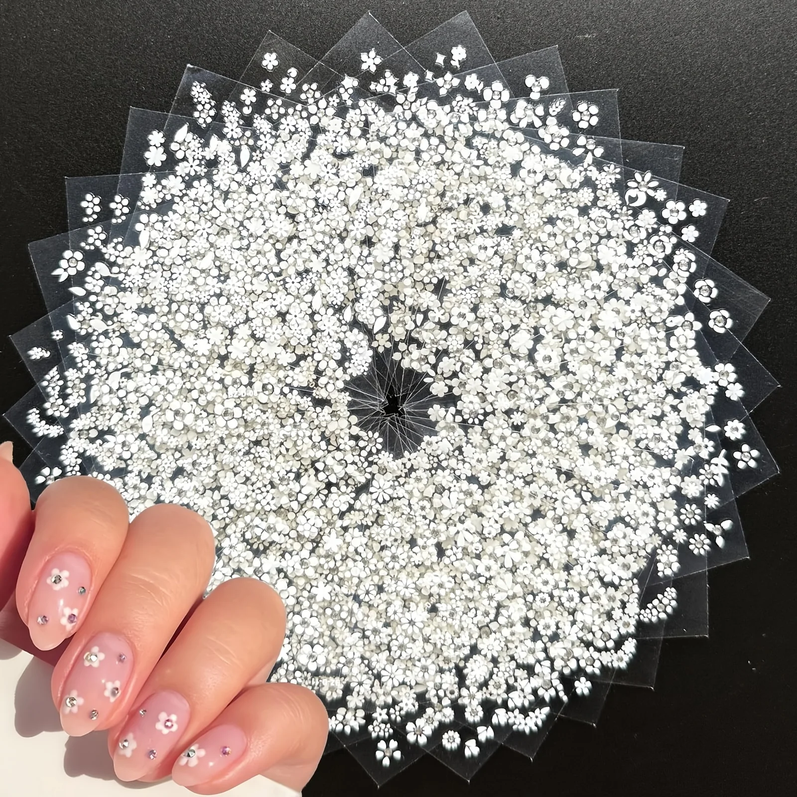 30 Blatt weiße Blumen-Nagelaufkleber, weiße Nagelaufkleber, weiße Blumen, Nagelaufkleber für Nagelkunst, Maniküre, Dekoration, Aufkleber,