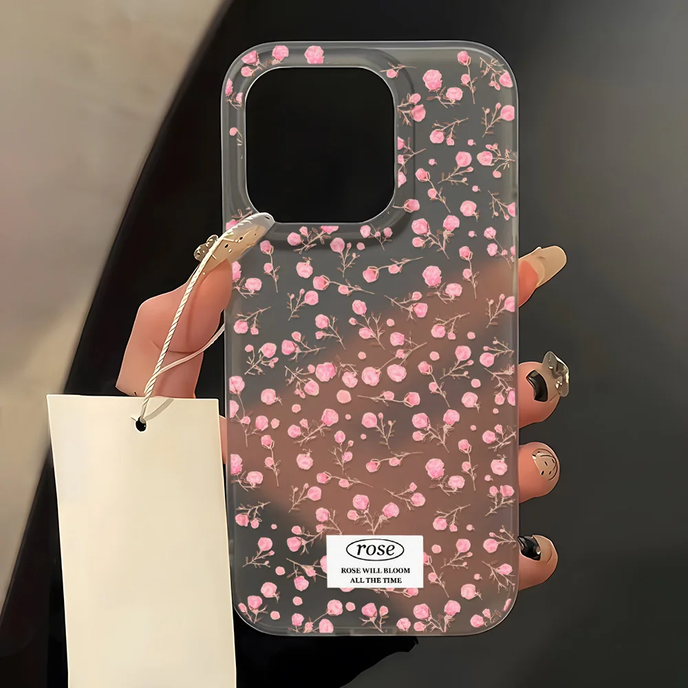 Rose Flower Phone Case For iPhone 14 Case iPhone 16 15 11 13 12 17 Pro Max Air 13 12 Mini Soft Matte Shockproof Clear Back Cover