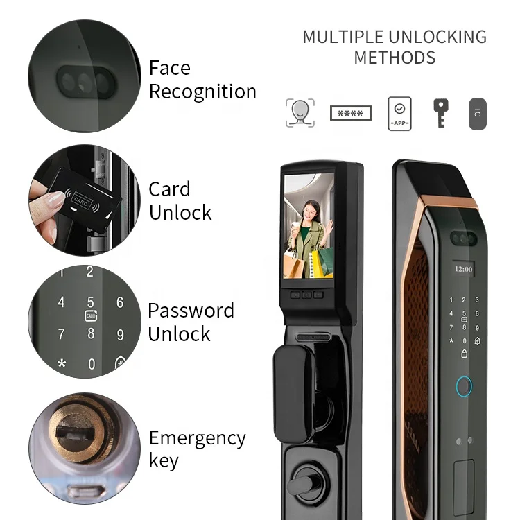 3D Face Recognition Real Time Video Smart Door Digital Keyless Fingerprint Cerradura Inteligente Con WIFI