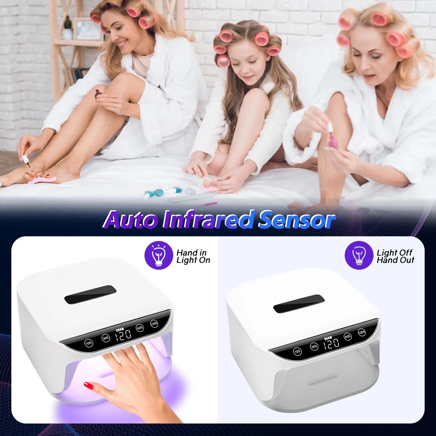 المهنية الأشعة فوق البنفسجية LED مسمار مصباح قابلة للشحن مجفف الأظافر مع شاشة الكريستال السائل ضوء الأظافر لمعدات مانيكير طلاء الأظافر هلام بسرعة