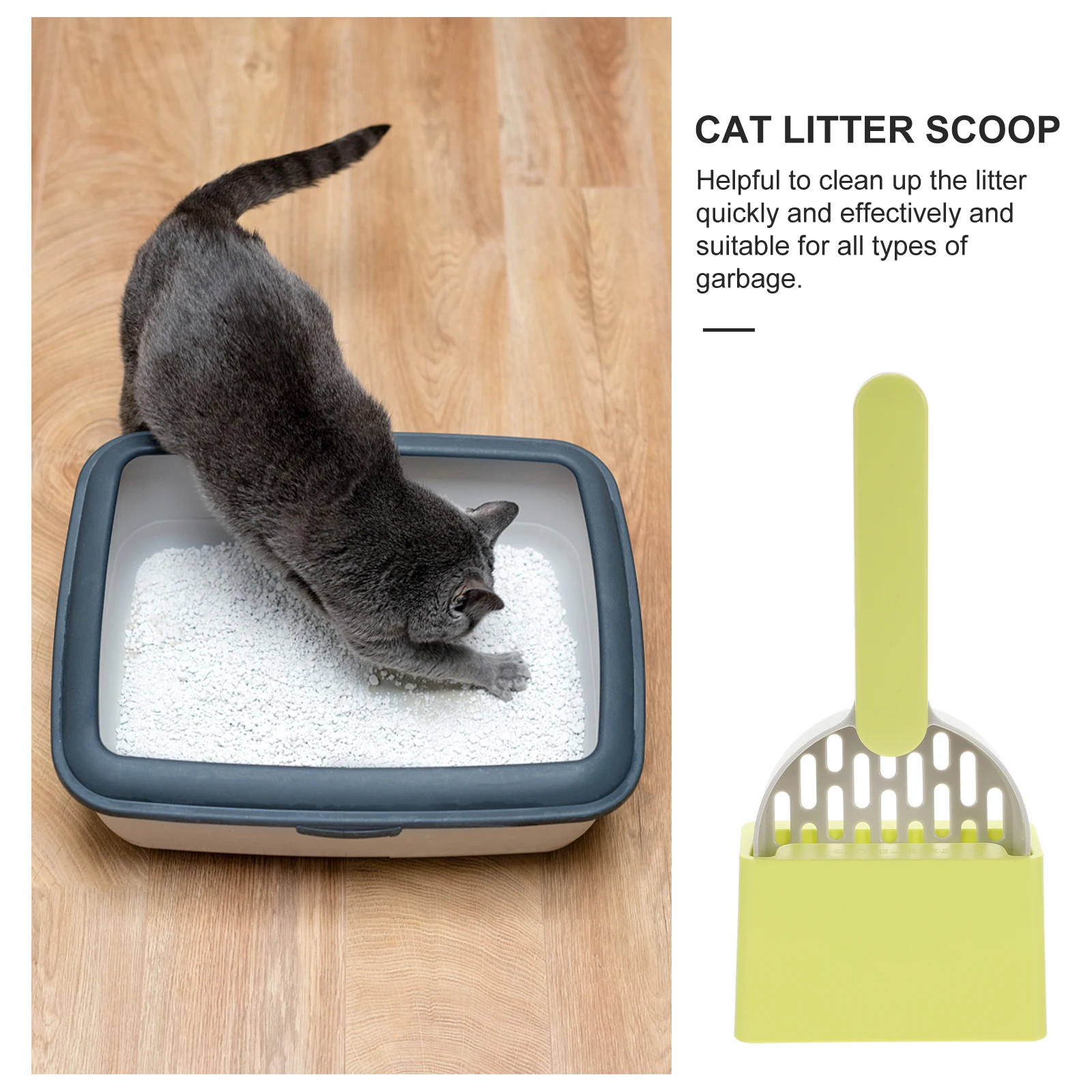 

Cat Litter Shovel Scoop with Holder Cleaning Tool Kitten Abs Scoops for Scooper