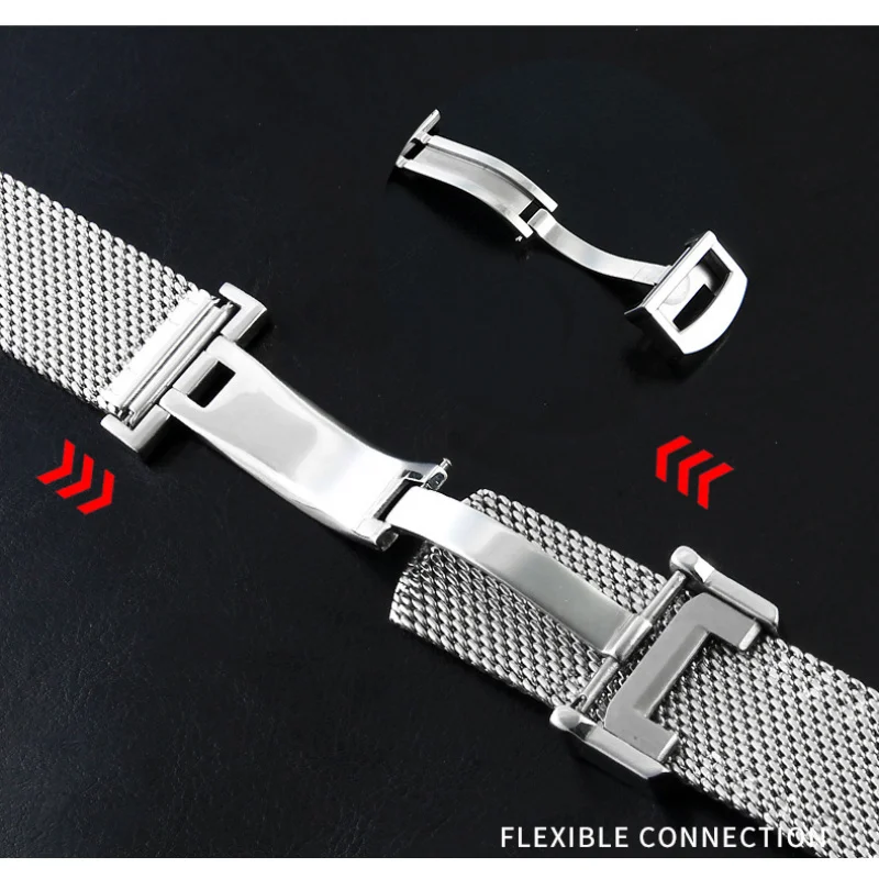 بديل لـ Universal Wave Fino Mesh Strap Milan Steel Strap Bay Fino356501 391033Steel Watch Chain 20mm 22mm