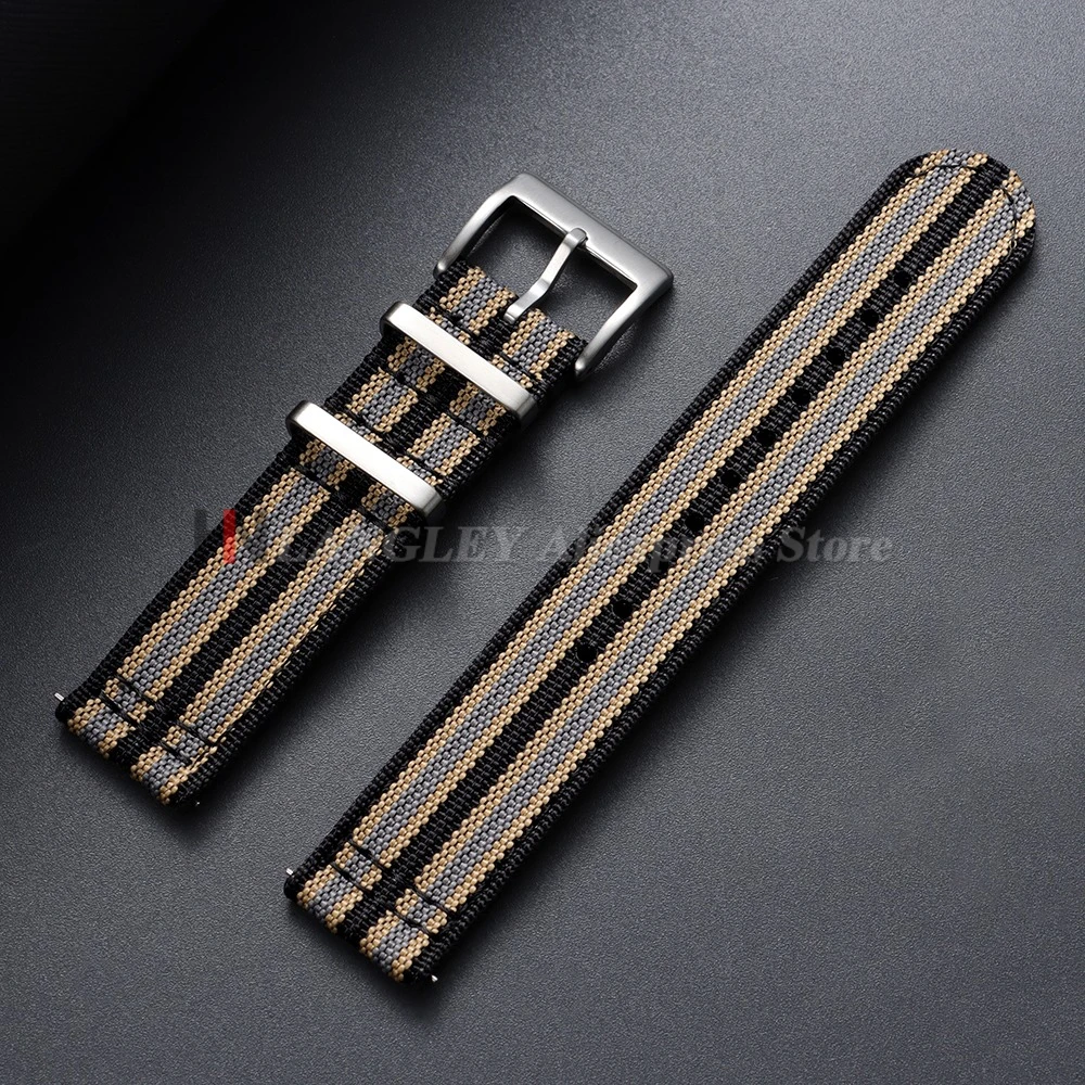 20mm 22mm Geripptes Nylonarmband für Omega für Seiko für Tudor Gewebtes Canvas-Stoff-Uhrenarmband Militär Sport Schnellverschluss-Armbänder