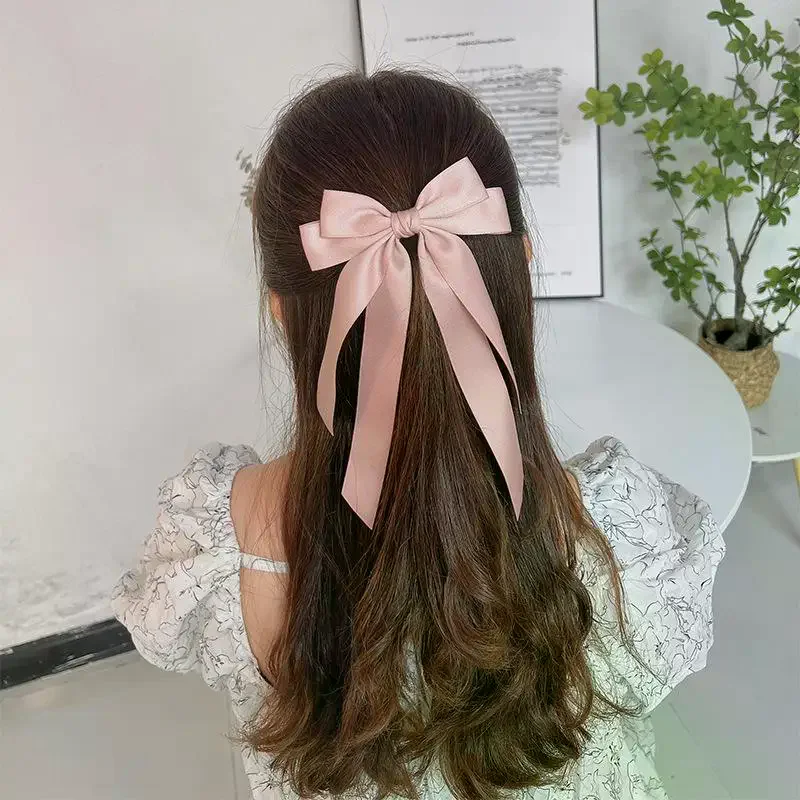 1 Stück Modische Stoff-Schleifen-Haarspange für Damen und Mädchen, einfarbige Schleifen-Haarclips, Haar-Accessoires