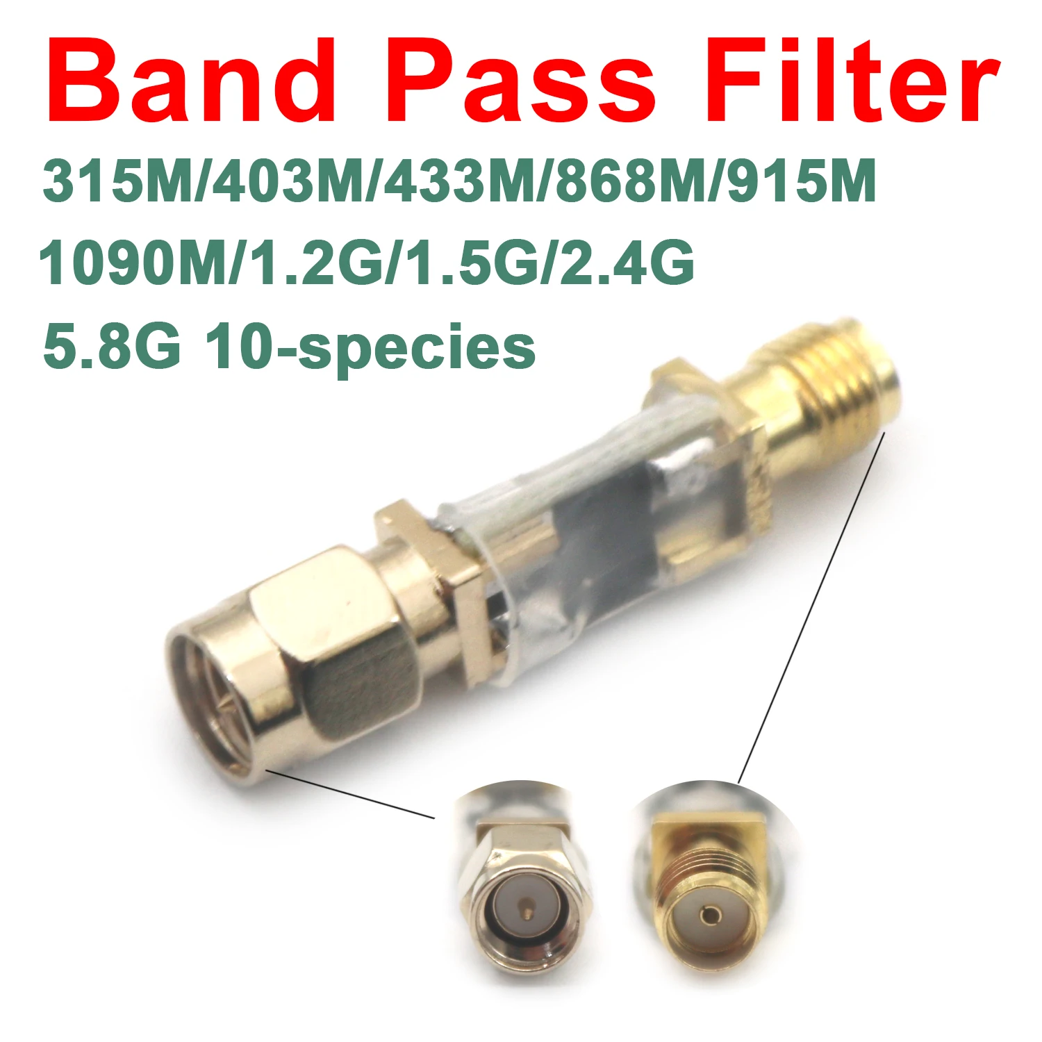 Mini RF BPF 403Mhz 433Mhz 868Mhz 915Mhz 1090M 1.2Ghz 1.5Ghz 2.4Ghz 5.8Ghz Band Pass Filter LC For Ham Radio Amplifier SDR Drone