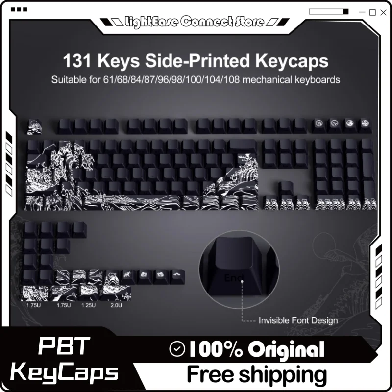 Ukiyo-E Theme Keycap 129/131 Key Pbt Thermal Sublimation Cherry Profile Customization Transparent Mechanical Keyboard Keycap