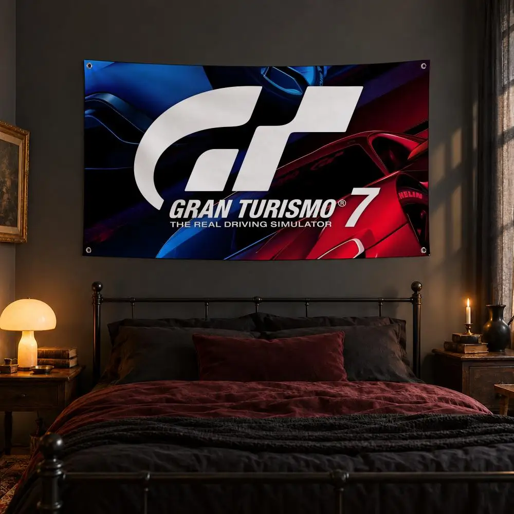 Game G-Gran-Turismo Flags Fabric Pennant Banner, Apt Wall Decor, Living Corner, Bedroom, Studio, E-sports Room