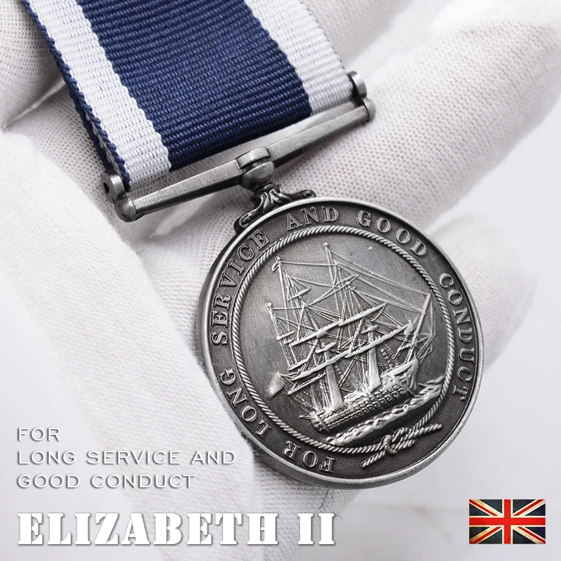 UK British Navy Long Service Medal Elizabeth II Edition Metal Badge Pin Collectible Award