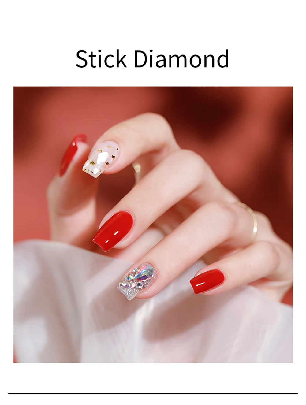 Vendeeni 4-in-1 Multifunktions-Top-Coat Gel Nagellack UV-Verlängerungsgel Verstärkter Wellenlinien-Nagel-Gel mit Strasssteinen 15g – Detail 4