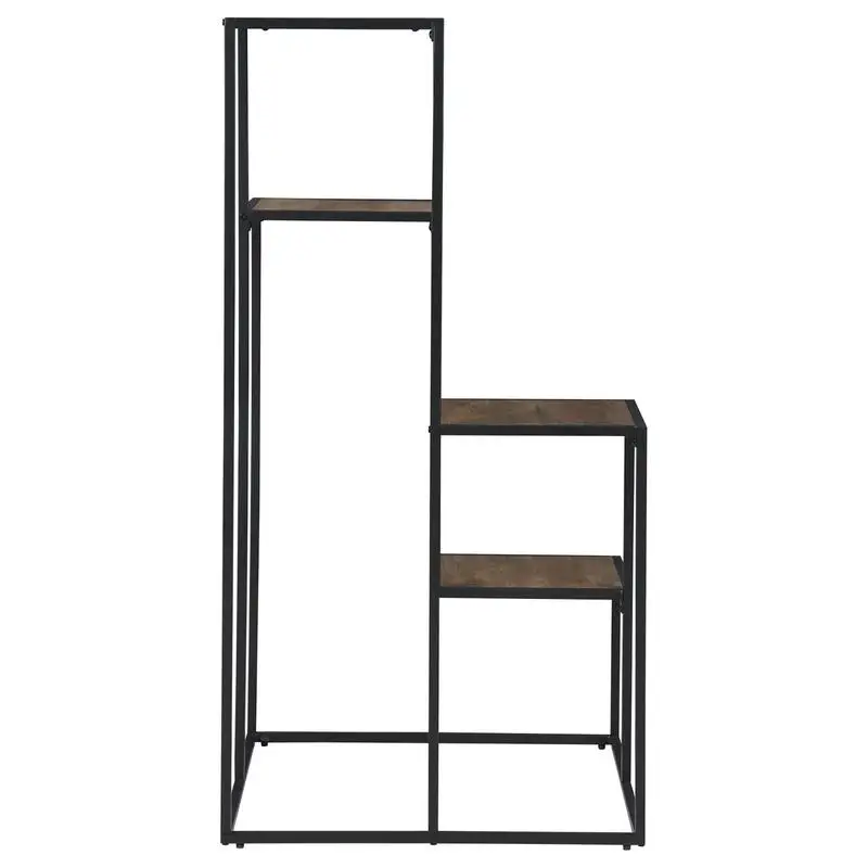 4-Tier Rustic Brown & Black Shelf Display Unit for Home Décor, Storage & Organization