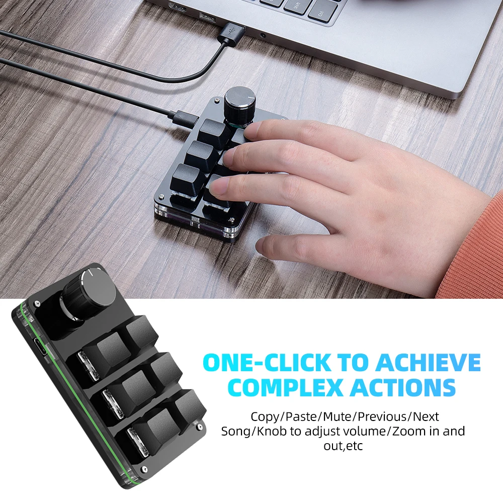 USB ماكرو مخصص لوحة مفاتيح صغيرة 6 مفاتيح 1 مقبض البرمجة لتقوم بها بنفسك لوحة المفاتيح الميكانيكية الألعاب رسم التبديل المحمولة لوحة المفاتيح قابلة للتبديل السريع