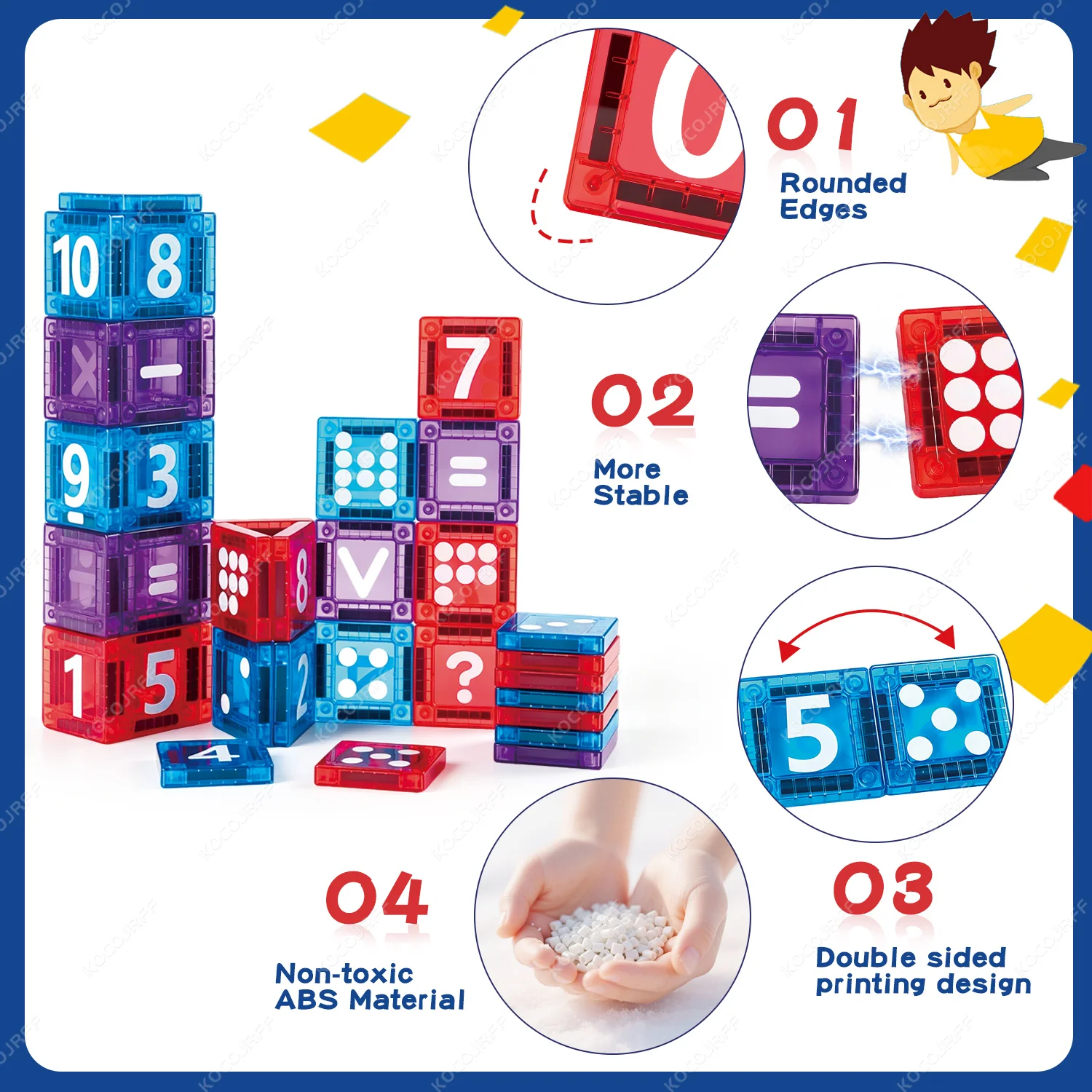 Mini Magnetic Building Block Toy Magnetic Tiles, Learning Math Addition Subtraction Multiplication and Division, Children's Gift