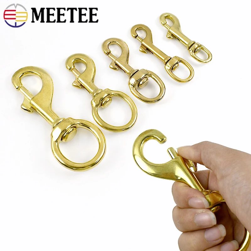 

2Pcs Solid Brass Swivel Lobster Buckle Metal Keychain Carabiner Bag Strap Clasp Pet Collar Trigger Hook DIY Hardware Accessories