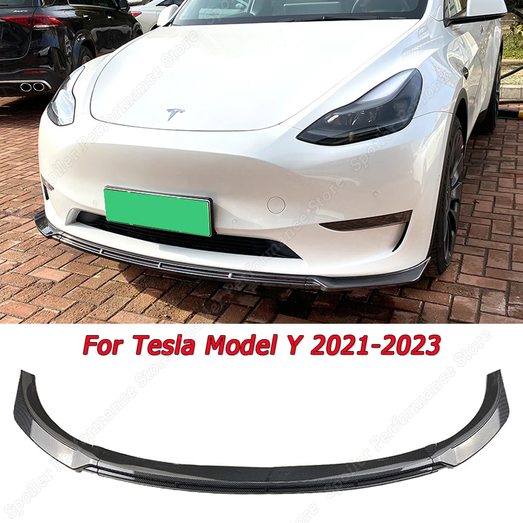 

For Tesla Model Y 2021-2023 Front Bumper Lip Chin Diffuser Body Kit Spoiler Deflector Tuning Accessories Gloss Black ABS Plastic