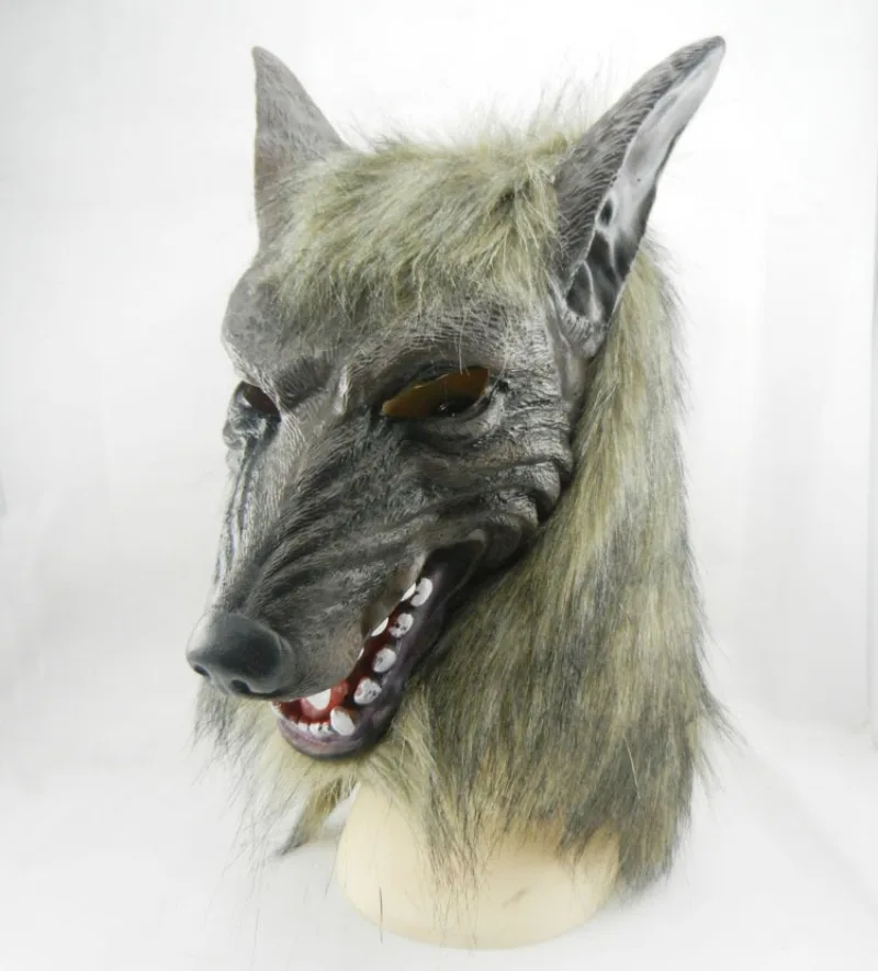 Scary Grijze Wolf Hoofd Maskers Realistische Halloween Volwassen Latex Masker Dier Weerwolf Cosplay Props Party Fancy Dress