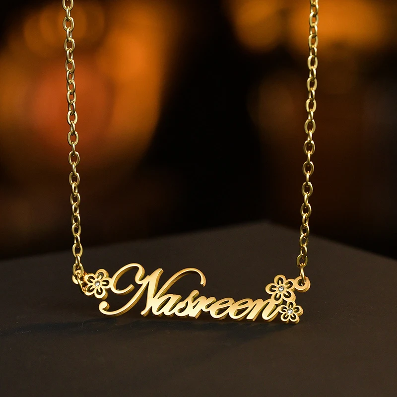 Goxijite kalung batu cinta nama pribadi untuk wanita hadiah perhiasan kalung kupu-kupu huruf kustom baja tahan karat