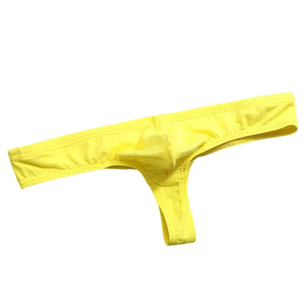 Men Sexy Thong Solid Color T-String Three-Point U Convex Bag Briefs Low-rise Elastic Breathable Panties