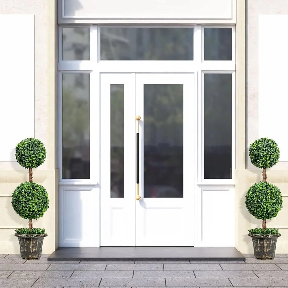 3 ft Artificial Boxwood Topiary Trees with Greenery, Cement-Potted Plastic Base, Ideal for Indoor or Outdoor Home and Office Dec 2