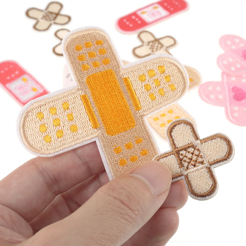 1 Piece ​Cross Bandage Embroidered Patch Wound Plaster Applique Self Adhesive Stick-On Iron-On for Garment Backpack Jeans view 2