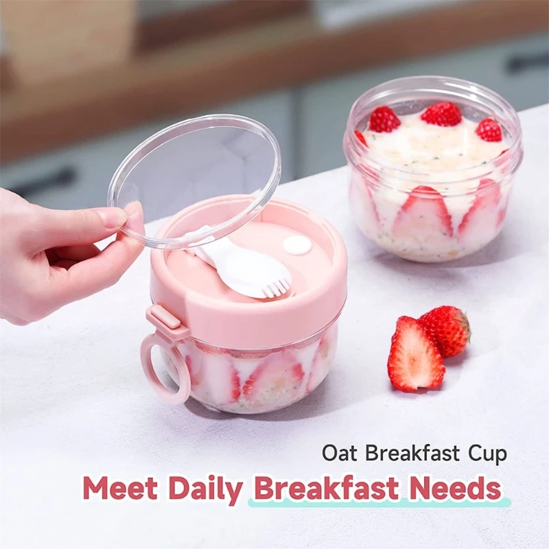 2Pcs Overnight Oat Containers with Lids and Spoons Large Capacity Airtight Jars Dropshipping